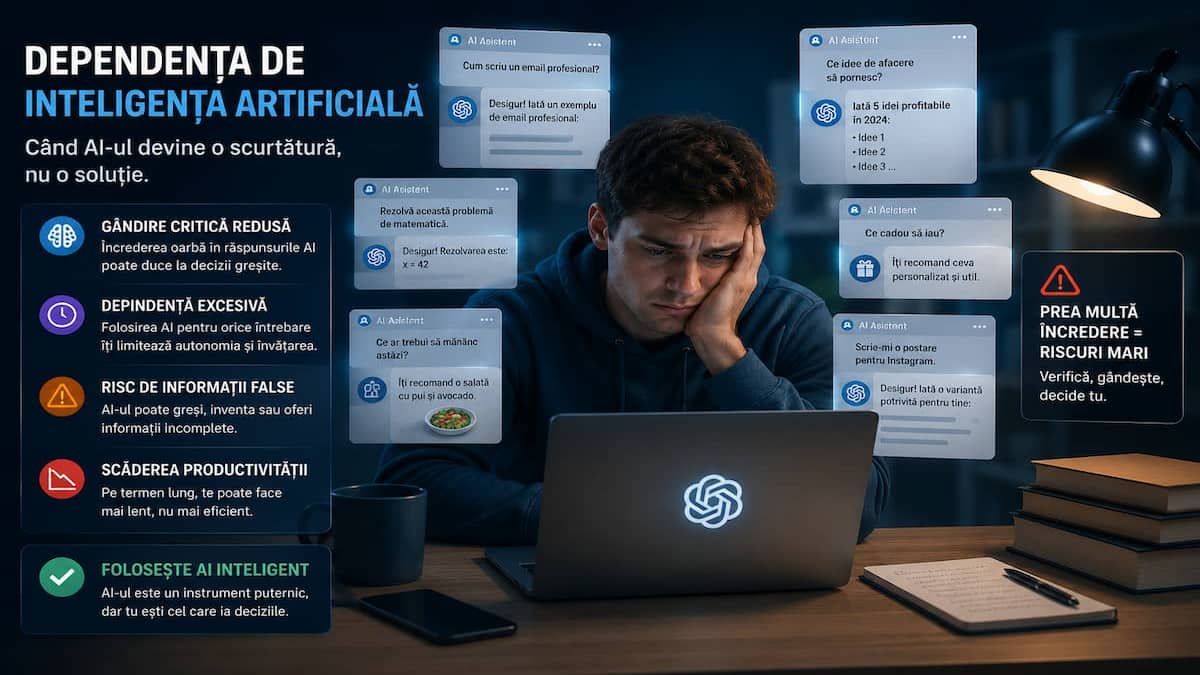 Dependența de inteligența artificială și riscurile folosirii excesive a AI