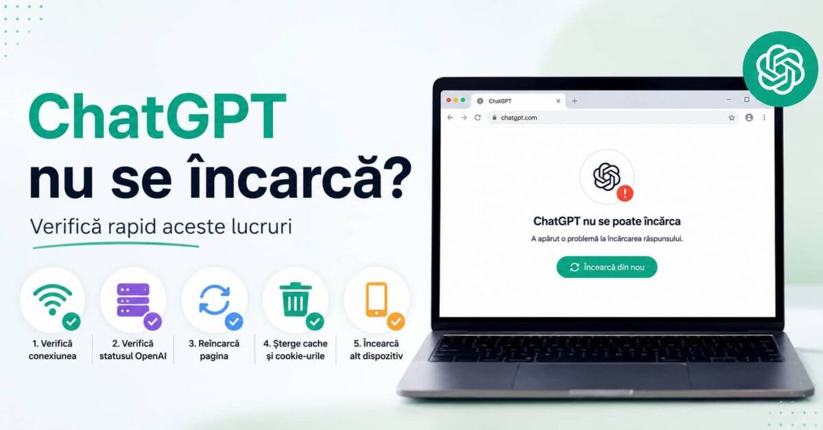 chatgpt nu se încarcă și nu merge, iar pe ecran sunt afișate verificările recomandate