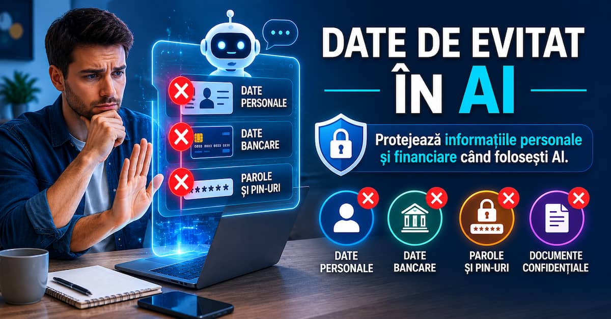 Exemple de date de evitat în AI atunci când folosești ChatGPT, Gemini sau Claude.
