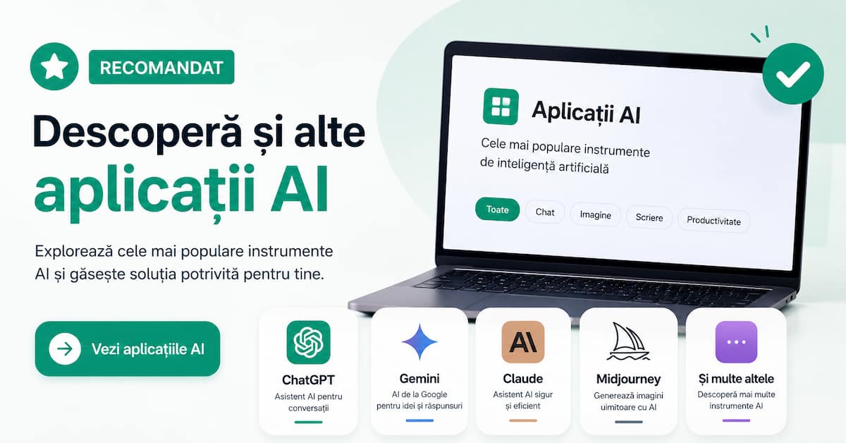 aplicații AI recomandate pentru conversații, imagini și productivitate
